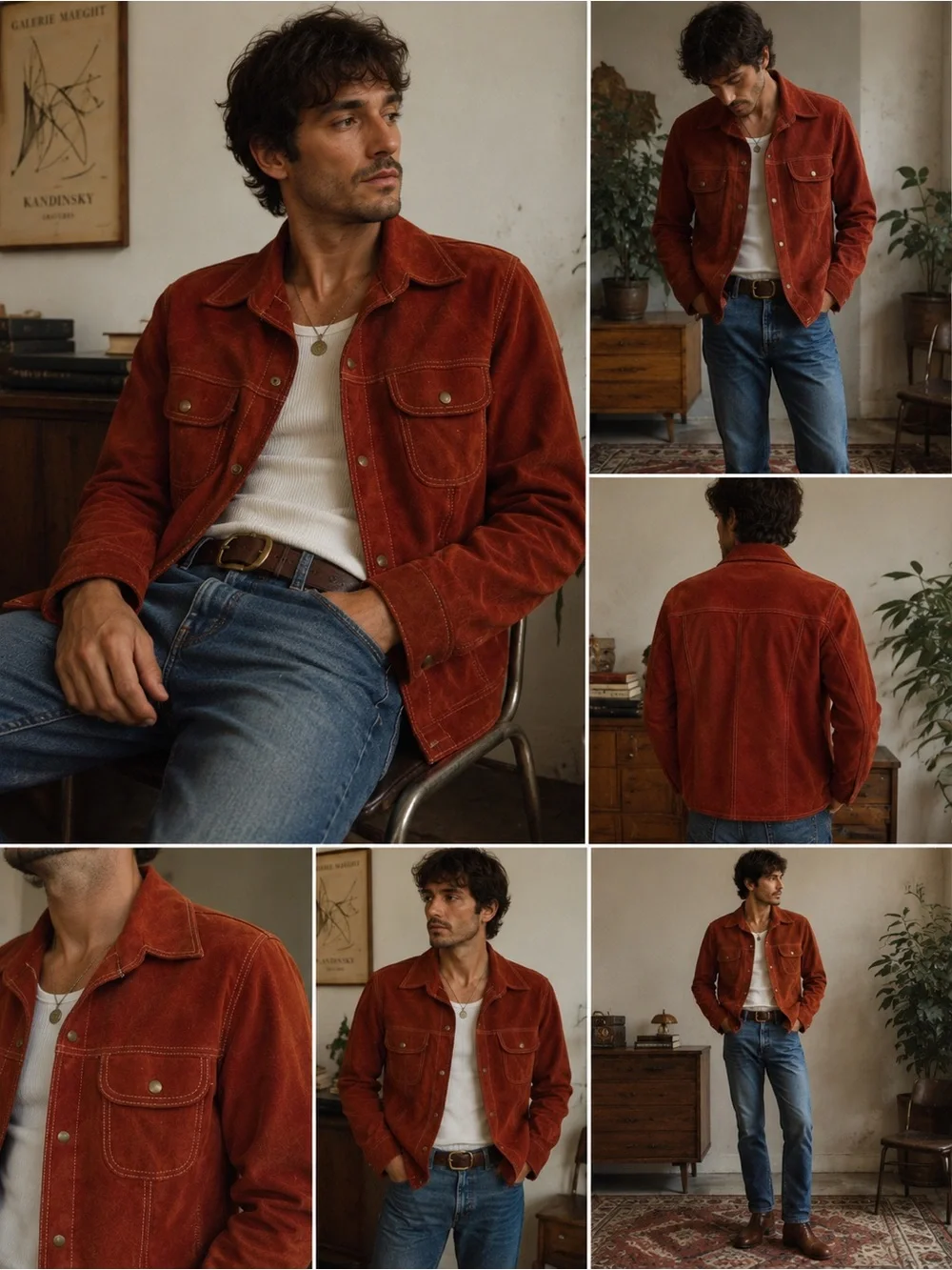 Vintage Rust Suede Button-Front Jacket